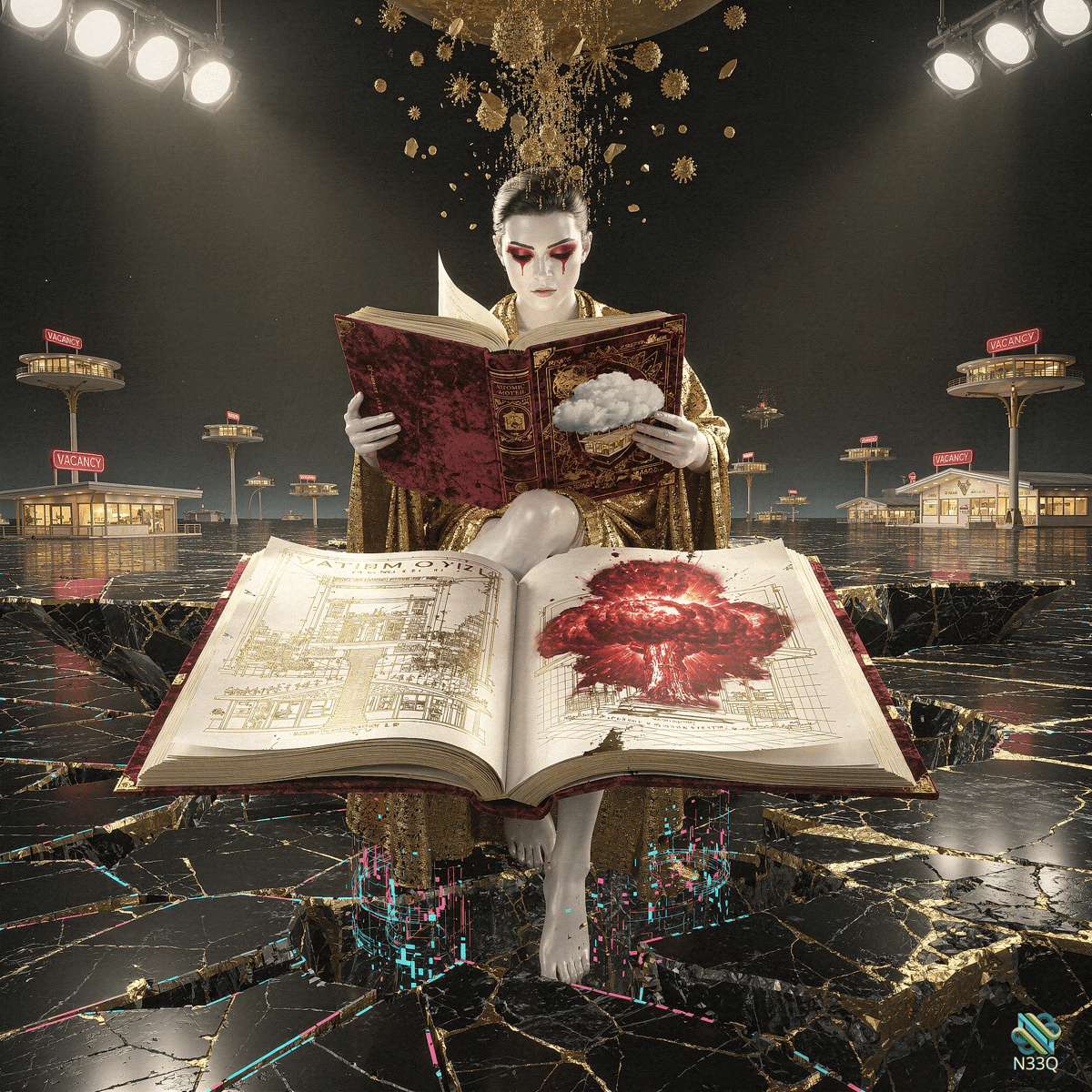 Woman in Gold Reading Exploding Book