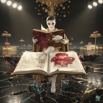 Woman in Gold Reading Exploding Book