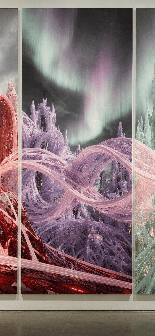 Triptych of Aurora Organic Swirls