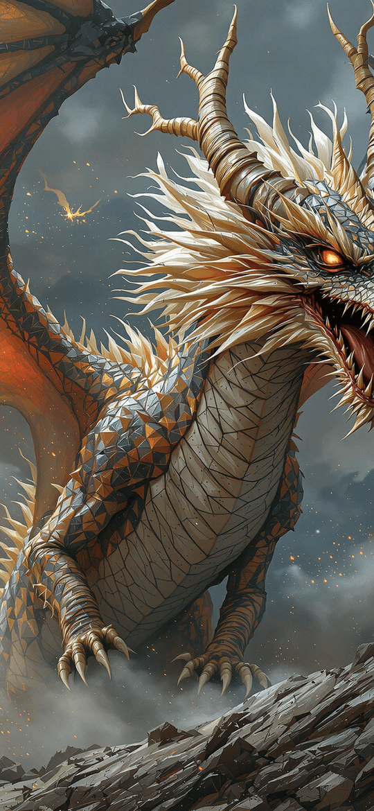 Fiery Dragon Roaring on Rocky Cliff