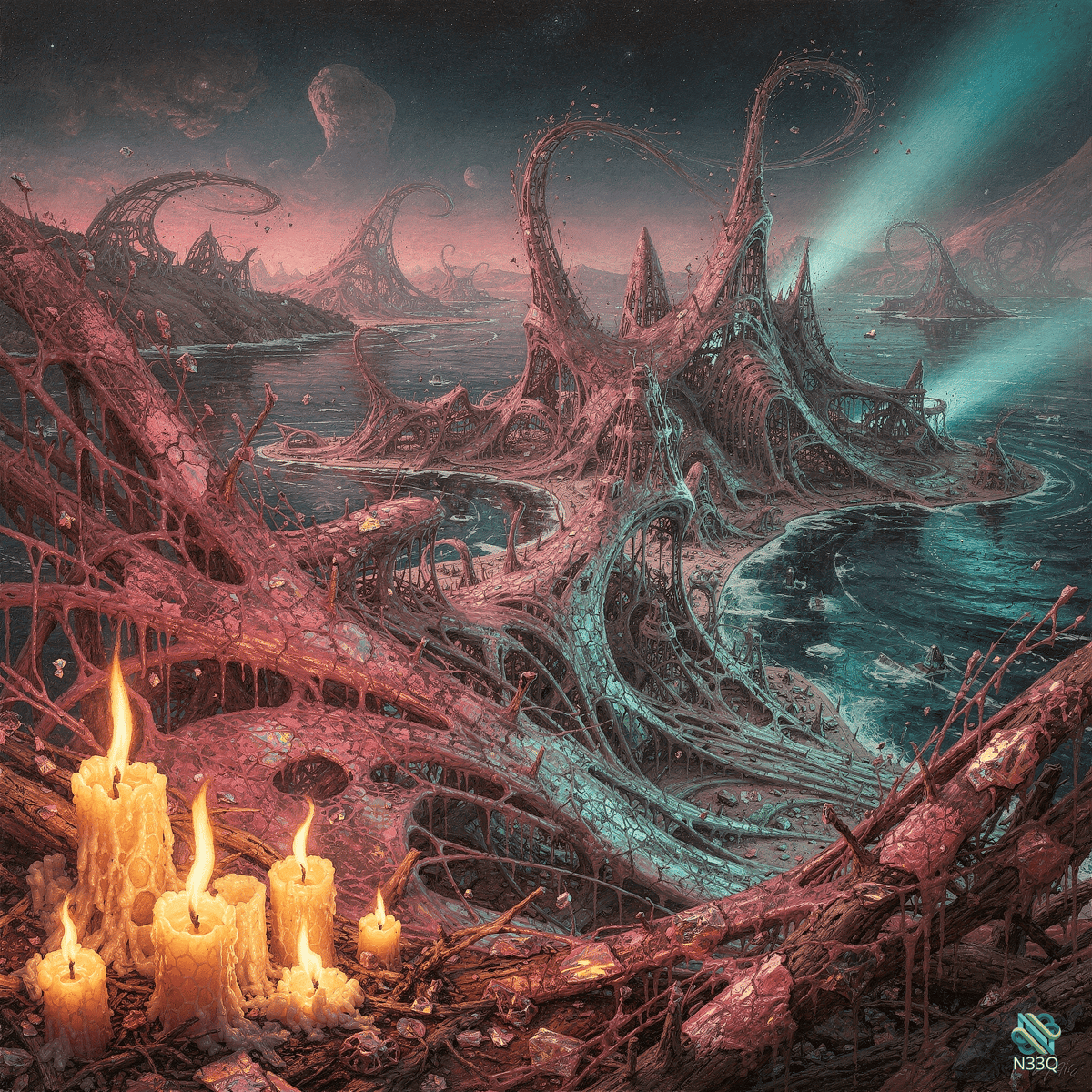 Candles on Twisted Roots in Alien Landscape