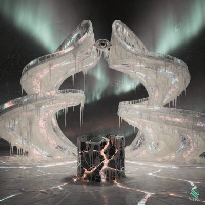 Icy Spirals with Floating Eye and Cracked Pedestal