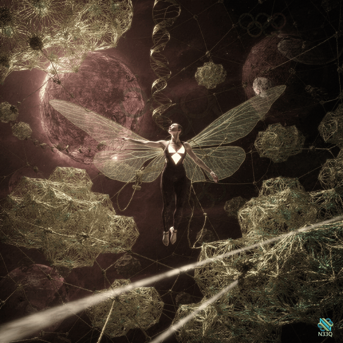 Winged Woman in Cosmic Neural Network