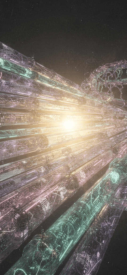 Glowing Tunnel of Circuit-Filled Glass Tubes