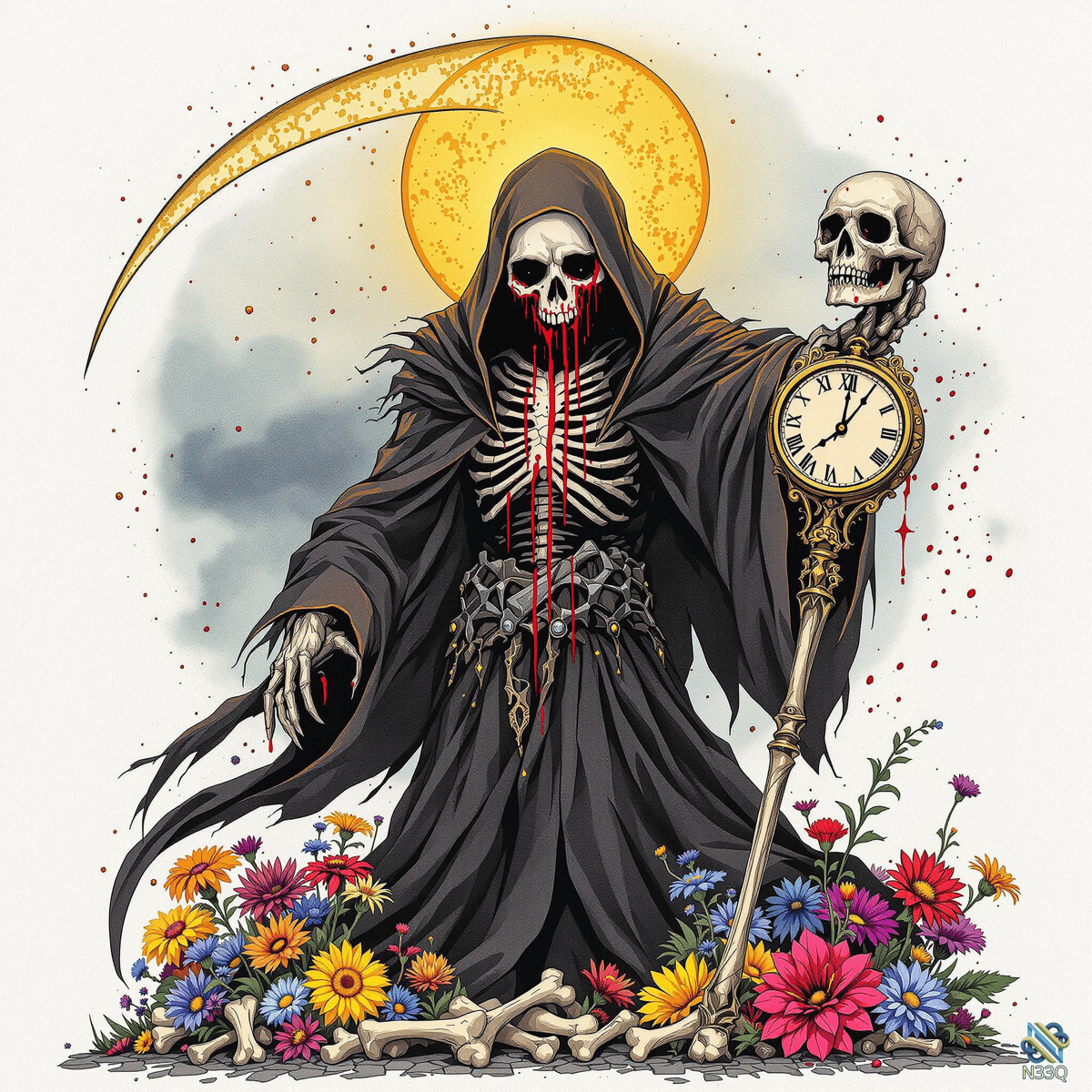 Bloody Grim Reaper with Clock Scythe