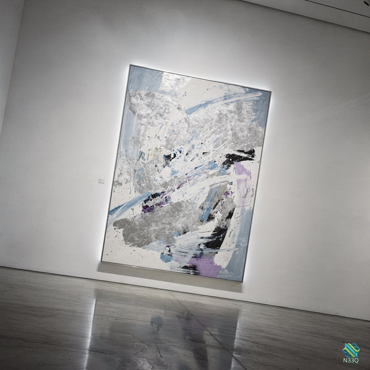 Abstract Painting with Blue Purple Strokes