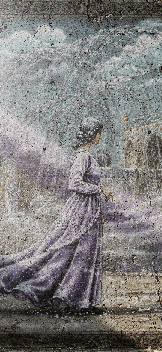 Woman in Purple Dress and Question Mark