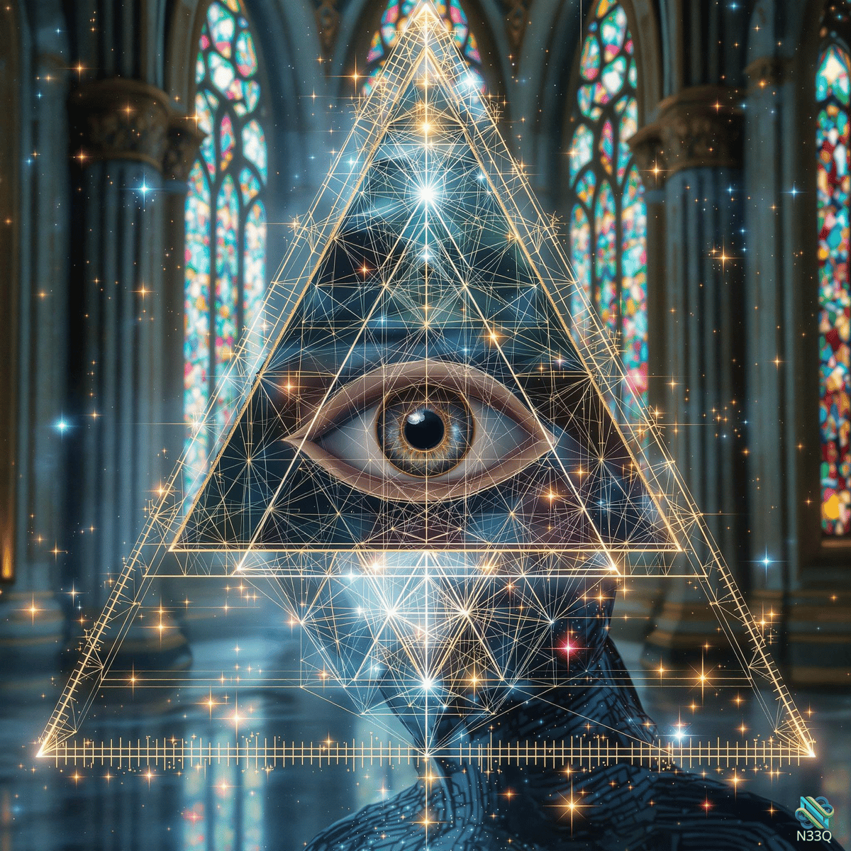 Glowing Eye in Golden Triangle Cathedral