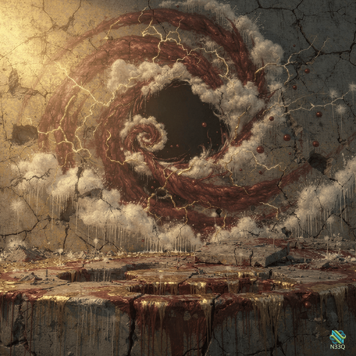 Lightning Vortex Over Cracked Stone Ruins