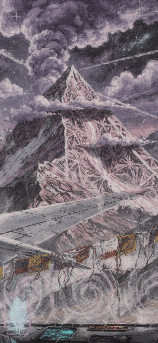 Cockpit View of Crystalline Pyramid Mountain