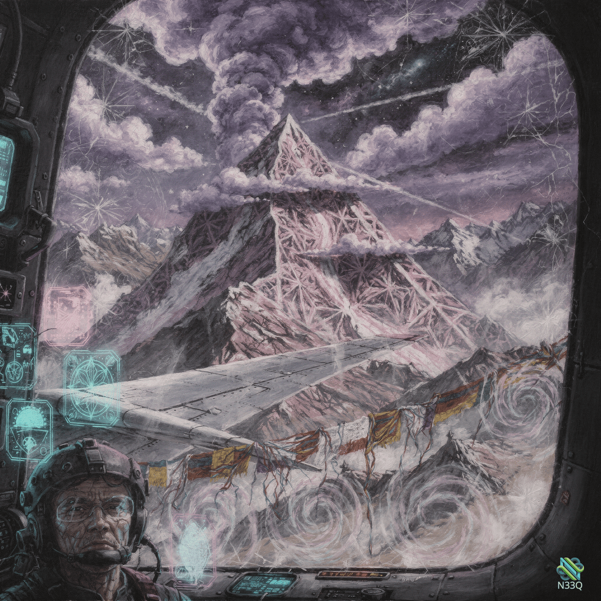 Cockpit View of Crystalline Pyramid Mountain