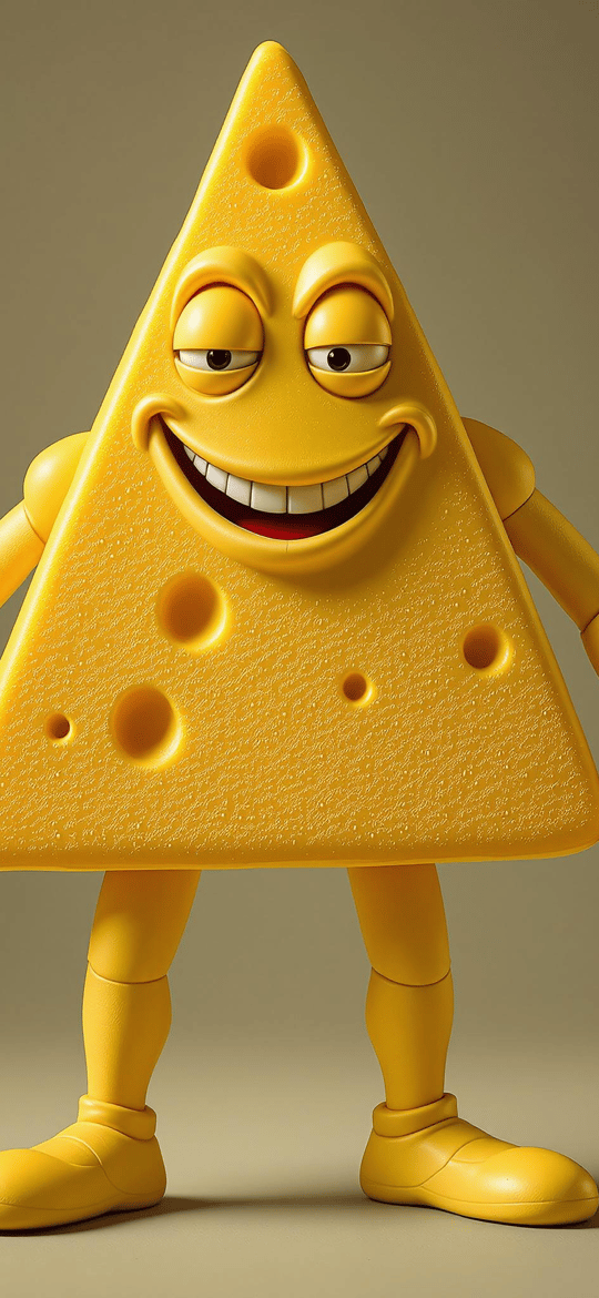 Smiling Yellow Cheese Character Standing