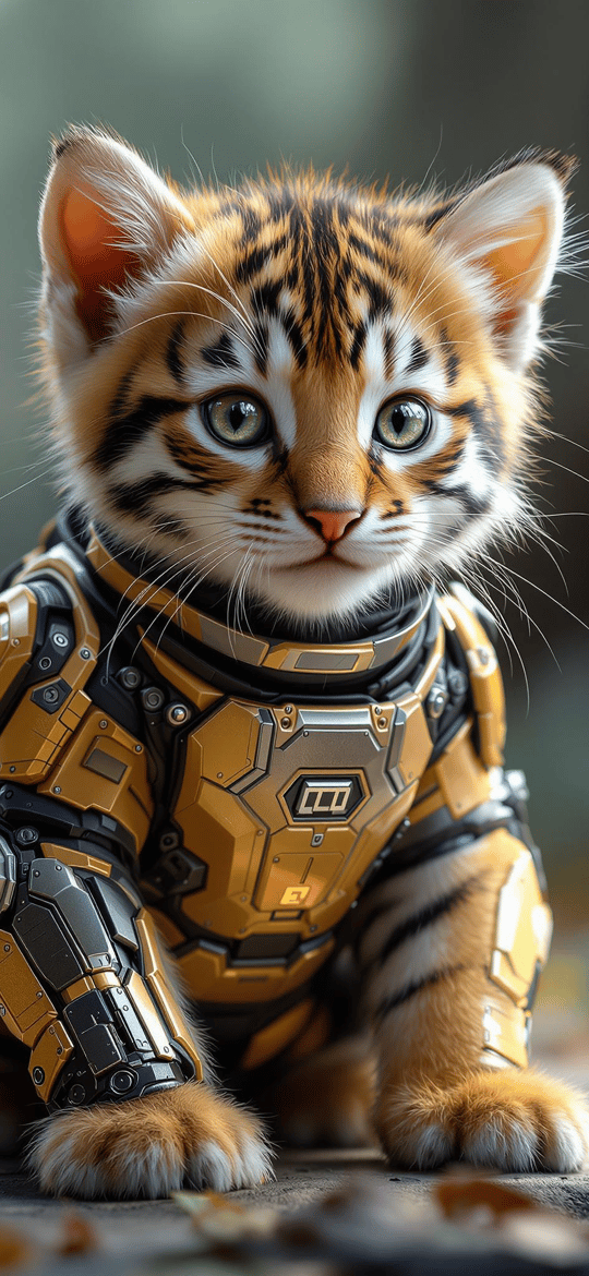Tiger Cub in Golden Robotic Armor