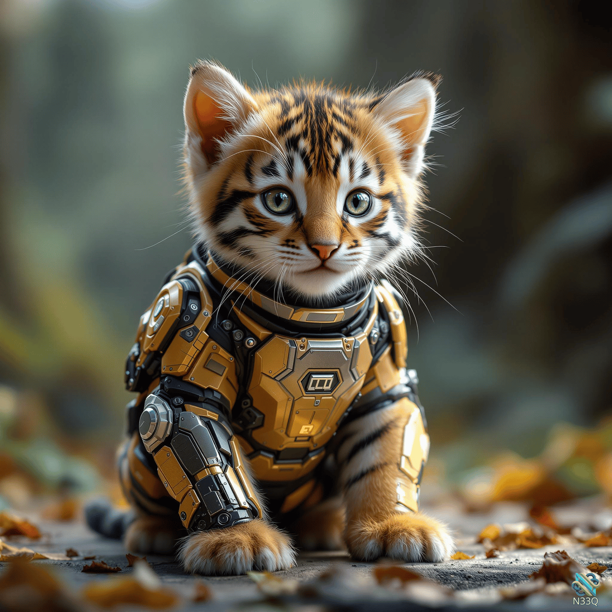 Tiger Cub in Golden Robotic Armor