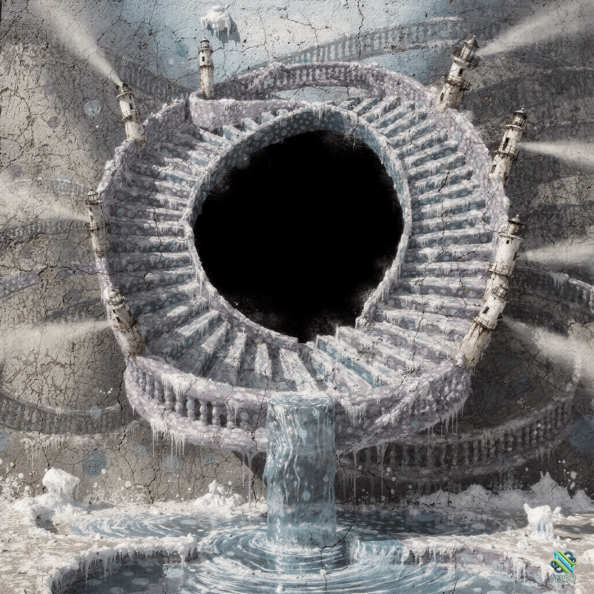 Frozen Spiral Staircase into Dark Abyss