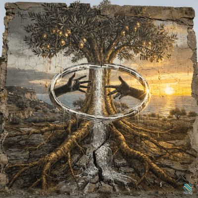 Olive Tree Portal with Reaching Hands