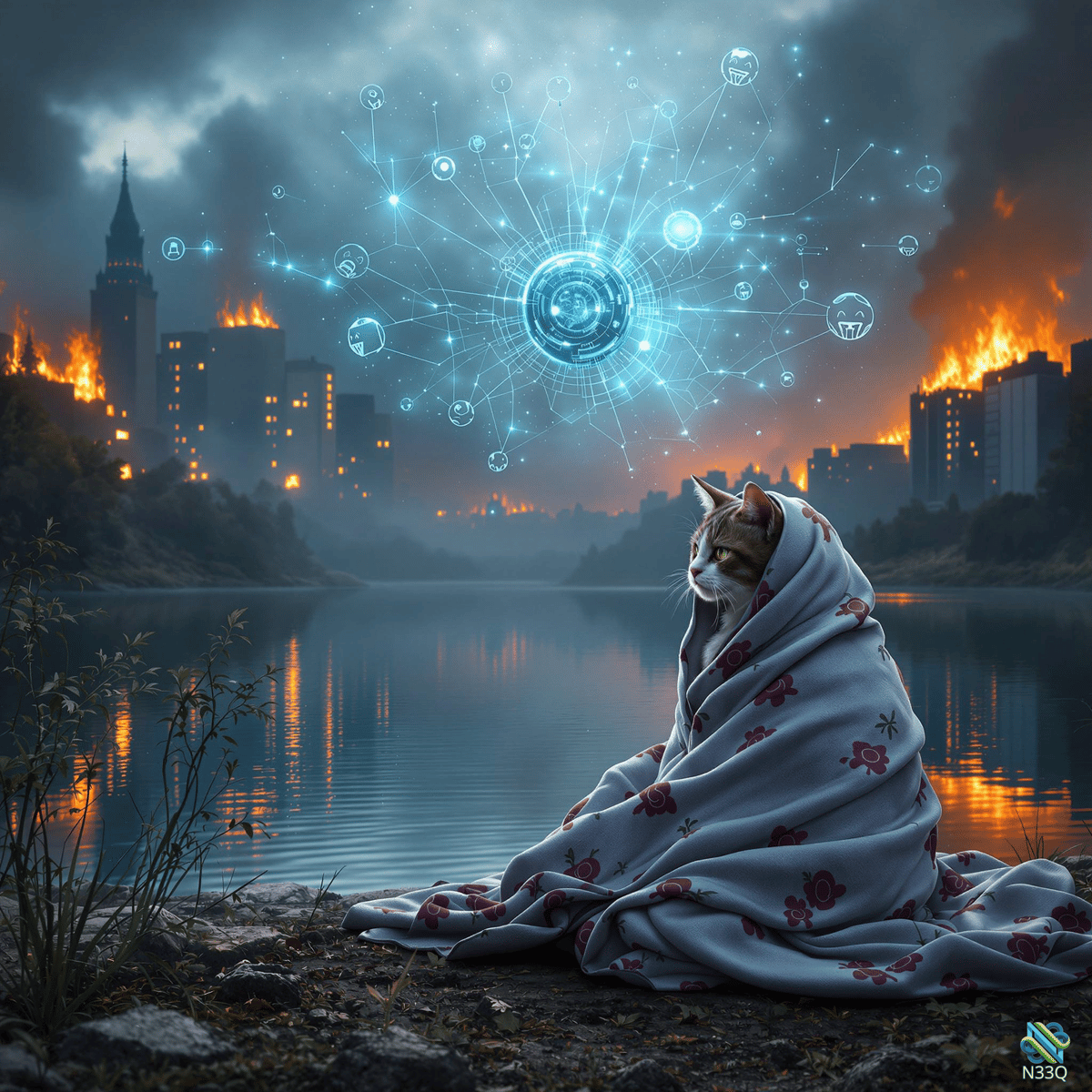 Cat in Rose Blanket Watches Digital Orb