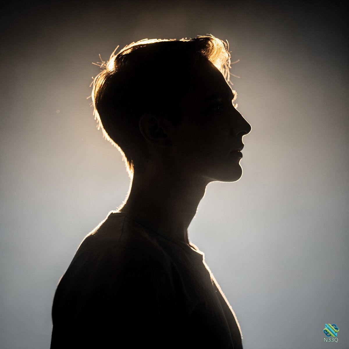 Backlit Young Man Profile Silhouette
