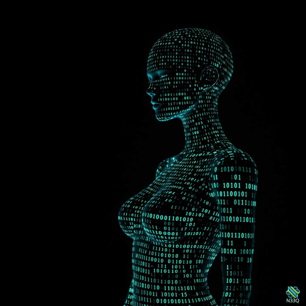 Woman Formed from Binary Code