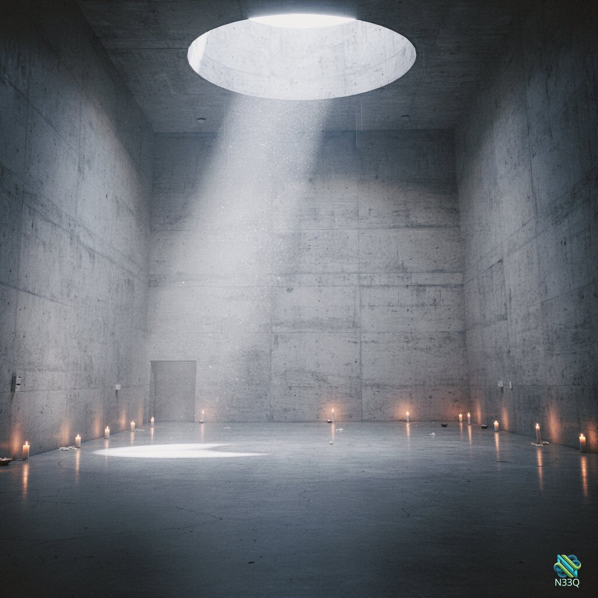 Empty Concrete Room with Oculus Light