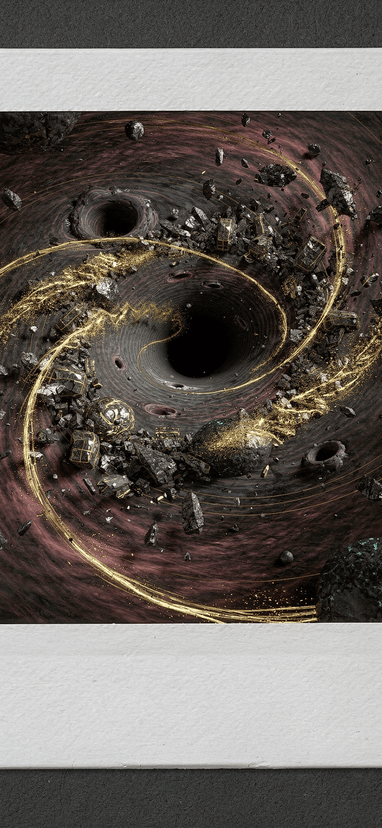 Black Hole with Golden Spiral Debris