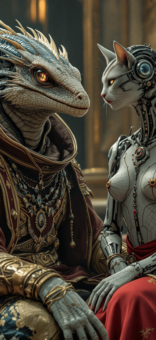 Dragon Noble Faces Cyborg Cat Woman