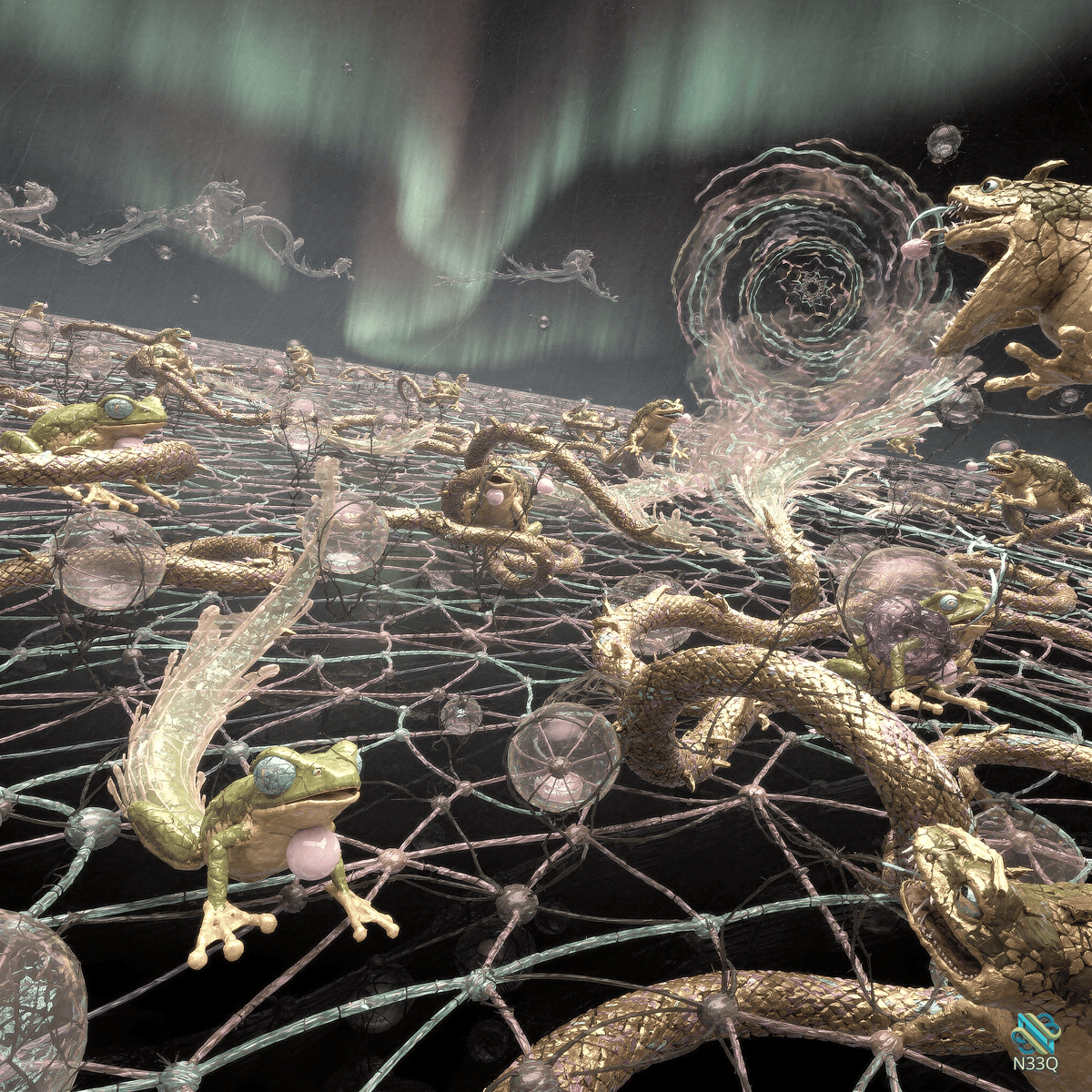 Golden Snakes and Green Frogs on Net
