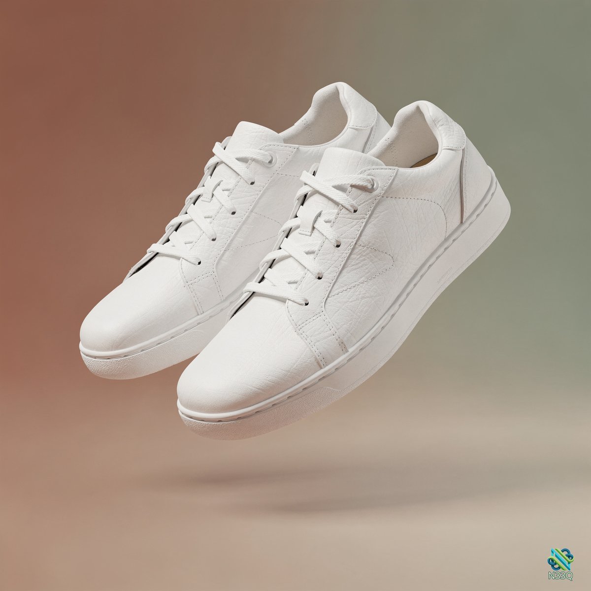 Floating White Leather Sneakers
