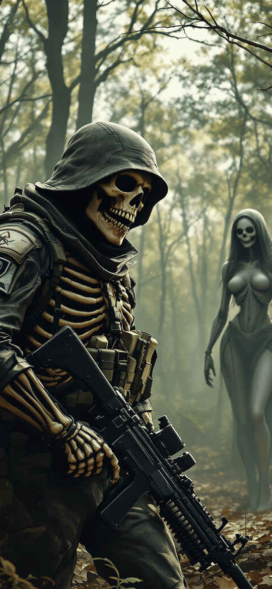 Skeleton Soldier and Ghost in Forest