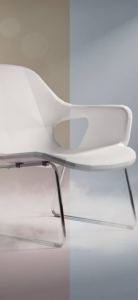 Modern White Armchair with Chrome Base
