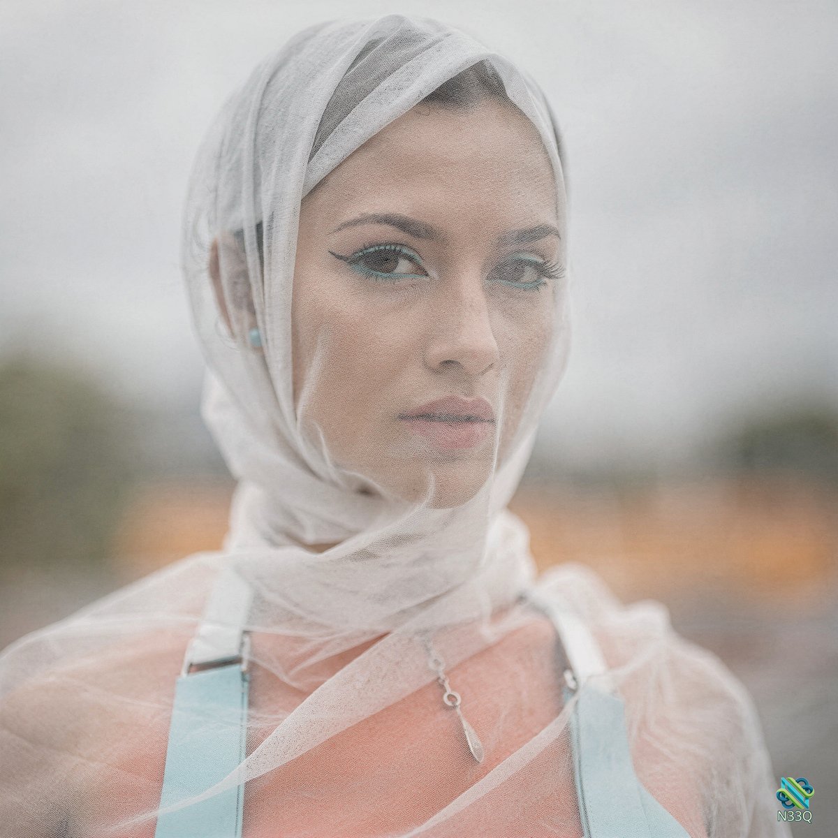 Woman in Sheer White Veil