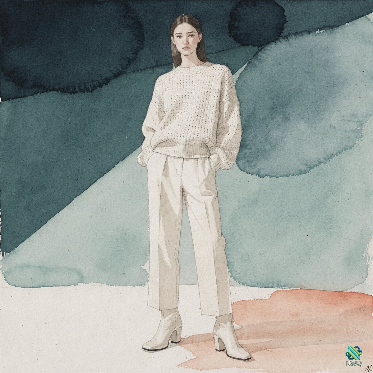Woman in Cream Knit Sweater and Pants