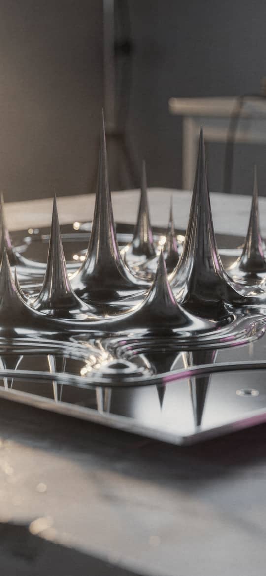 Liquid Metal Spikes on Workshop Surface