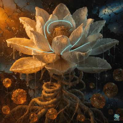 Glowing White Lotus with Dripping Petals