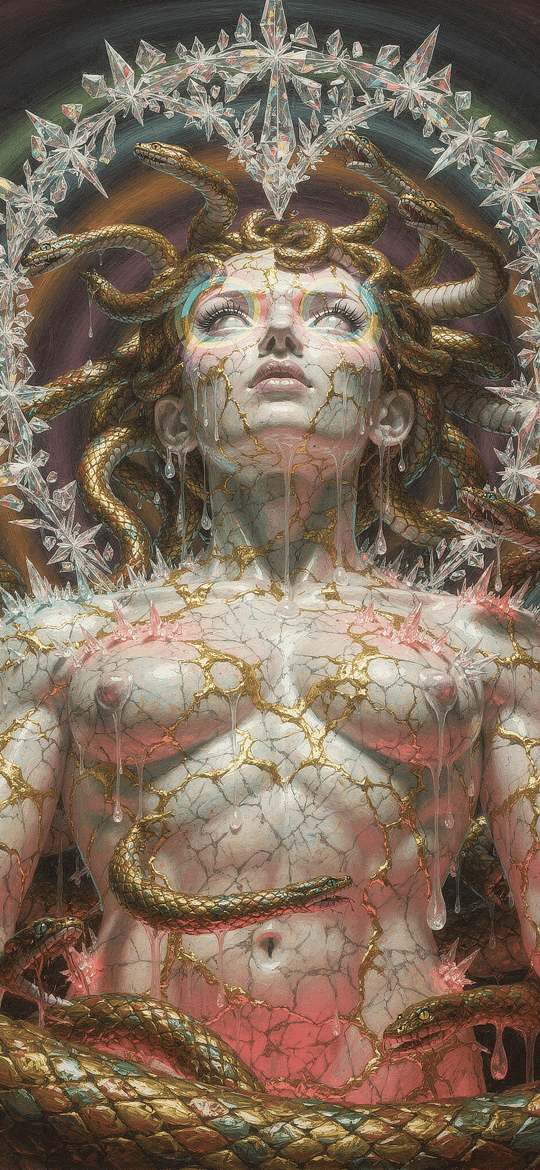 Medusa with Crystal Crown and Coiling Snakes