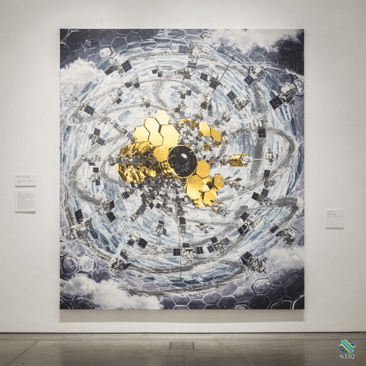 Satellites Orbiting Golden Hexagons Around Black Core