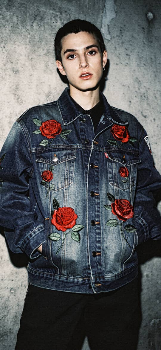 Youth in Rose-Embroidered Denim Jacket