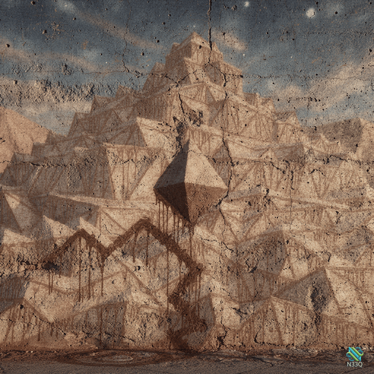 Geometric Pyramids on Cracked Wall