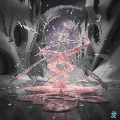 Android in Swirling Pink Energy Vortex