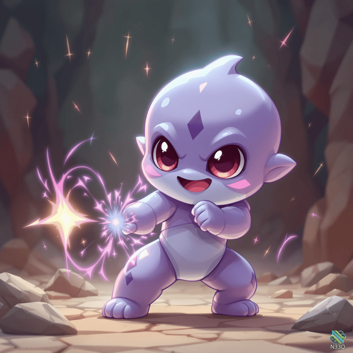 Purple Baby Monster Holding Sparkling Star