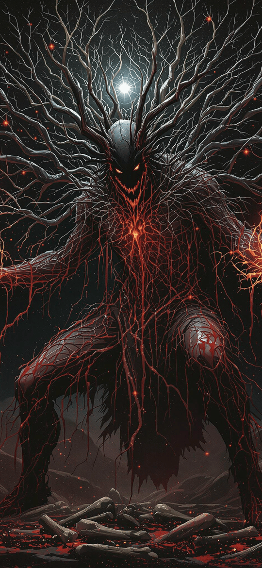 Fiery Veined Monster in Rocky Wasteland