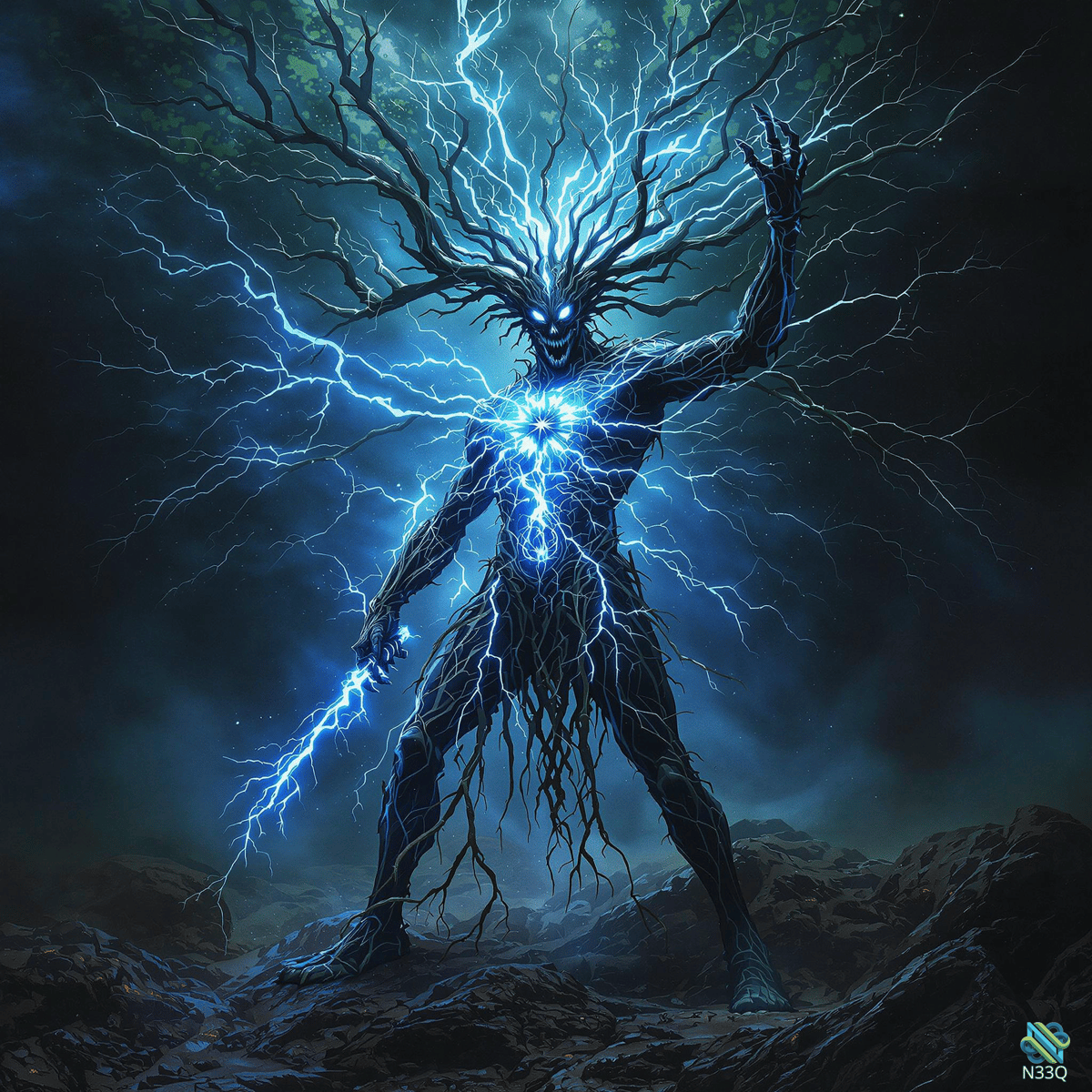Lightning Branch Creature on Rocky Peak