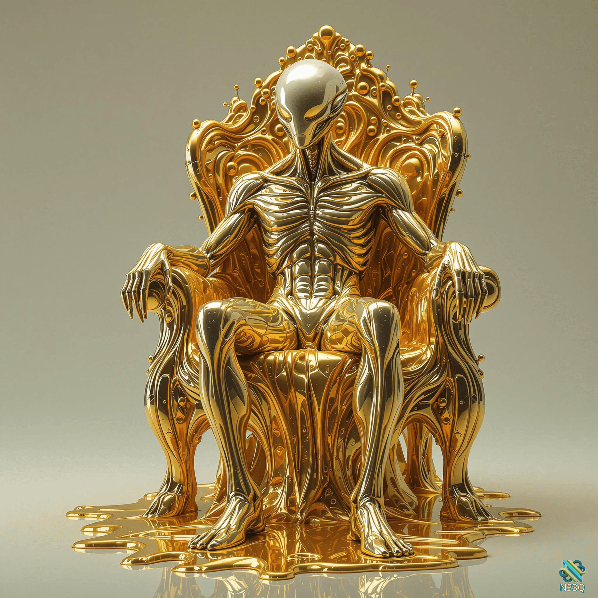 Golden Alien on Melting Throne