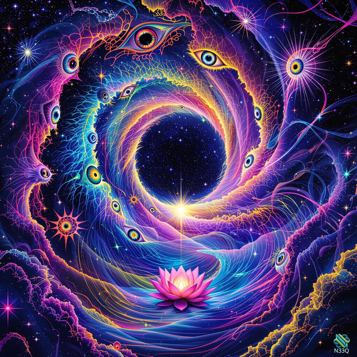 Pink Lotus in Cosmic Eye Vortex
