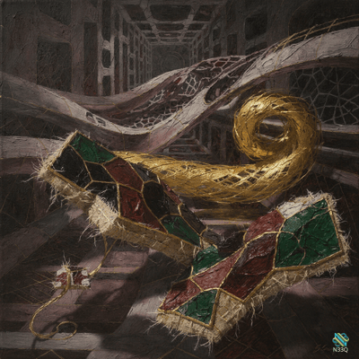 Shattered Stained Glass and Golden Coil