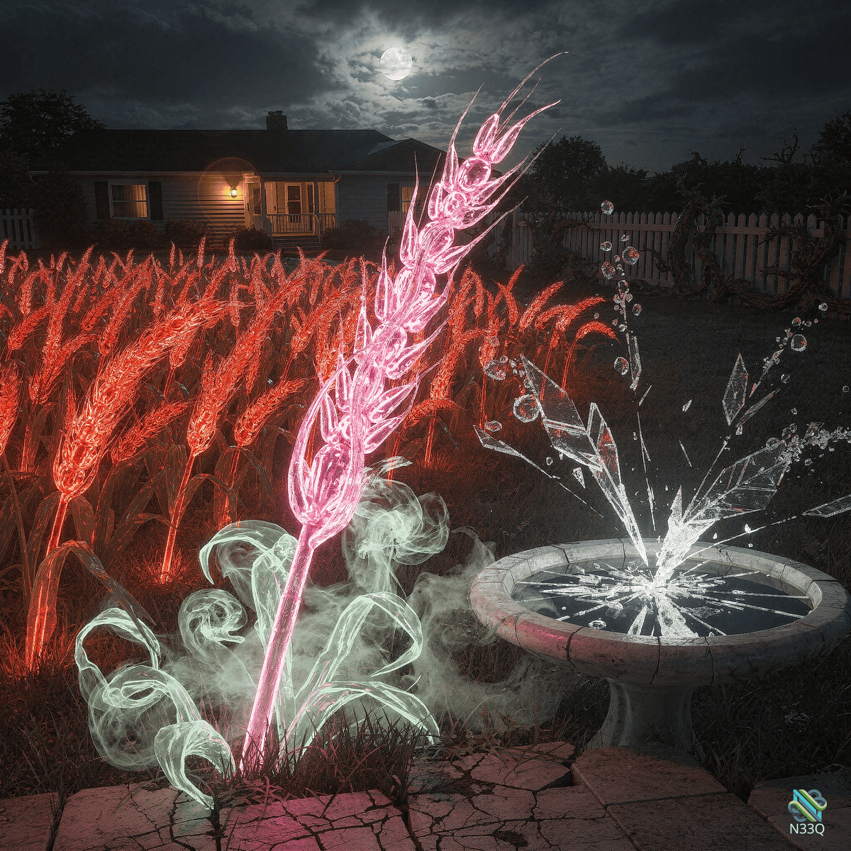 Glowing Pink Wheat Stalk by Stone Fountain