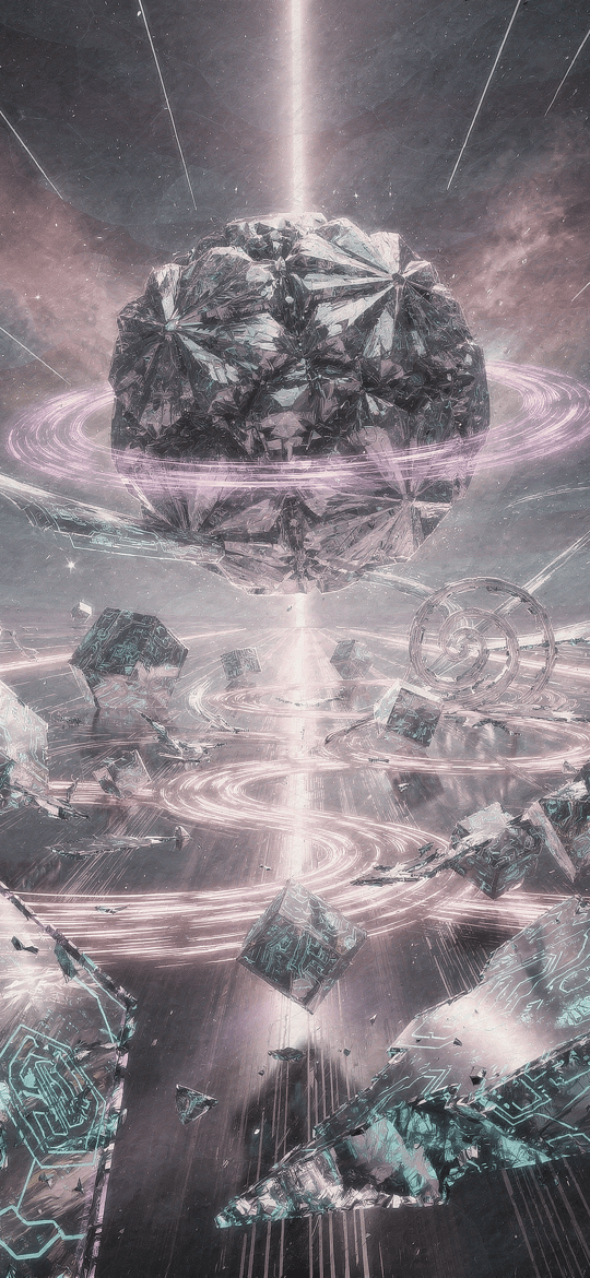 Crystalline Asteroid with Floating Circuit Debris