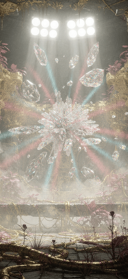Crystal Starburst in Ancient Temple Ruins