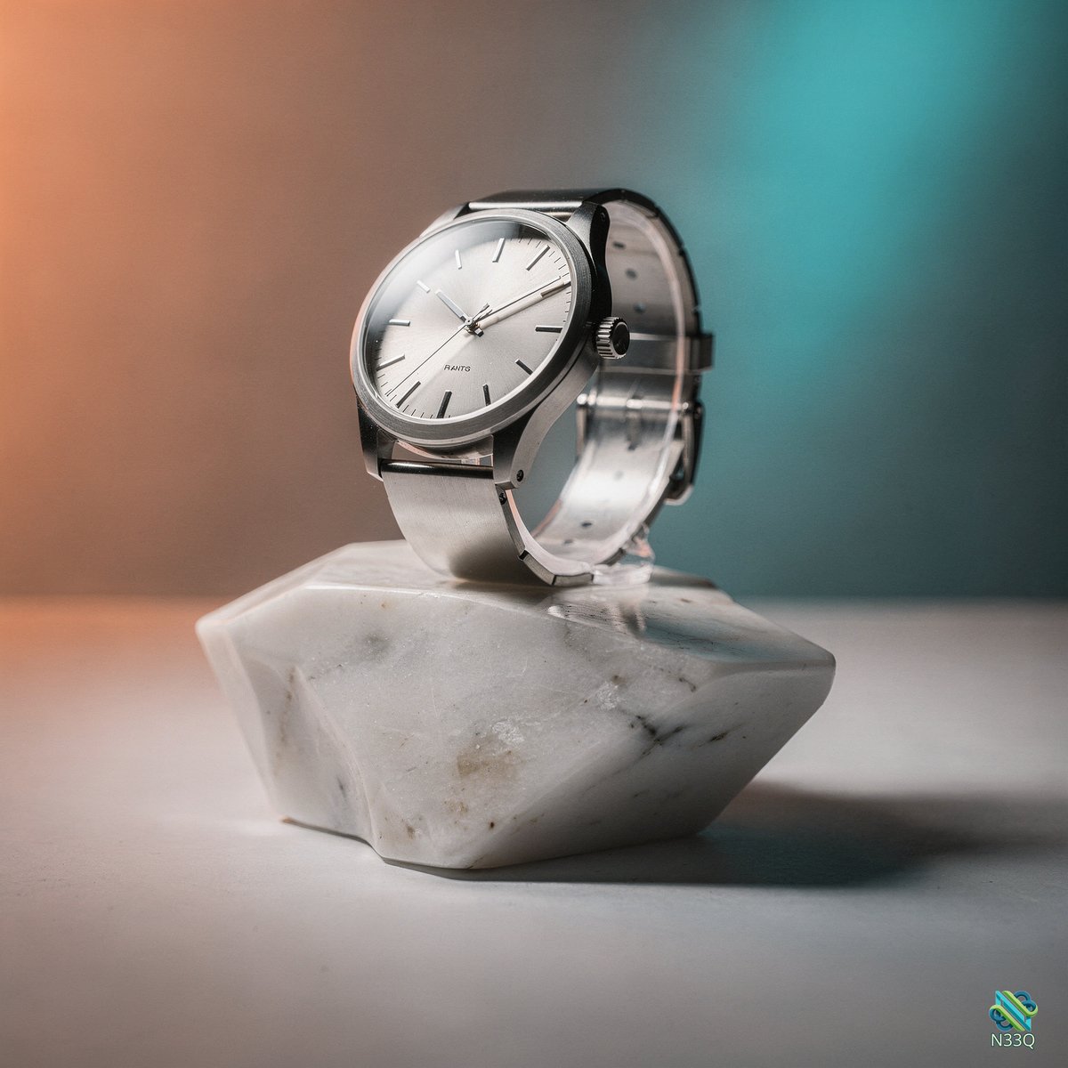 Silver Watch on Marble Stand