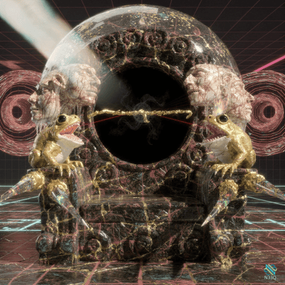 Golden Frogs on Ornate Smoking Portal Throne